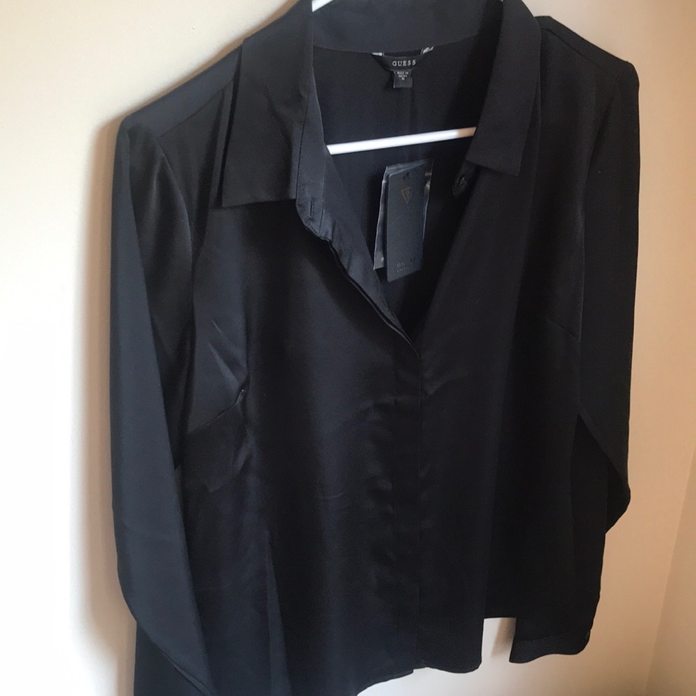 Guess black silk blouse